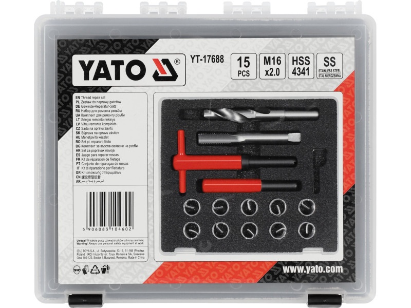 Kit de reparare a filetului YATO 30 bucăți M16 x 2 mm - 3 | YEO