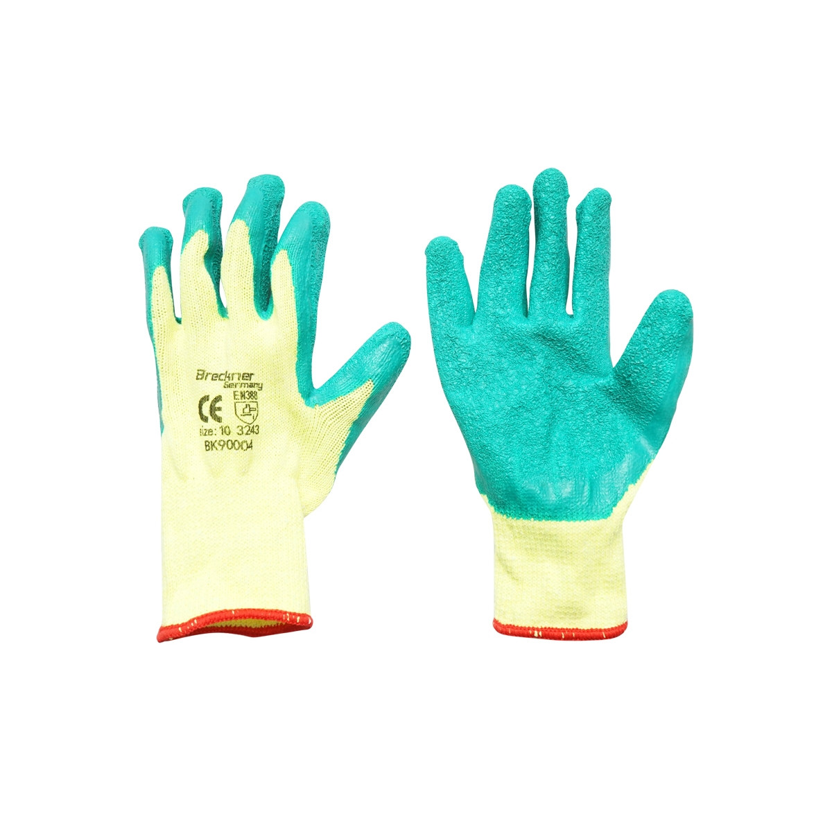 Manusi de protectie bumbac latex galben-verde marimea 10, Cod: BK90004, BRECKNER GERMANY