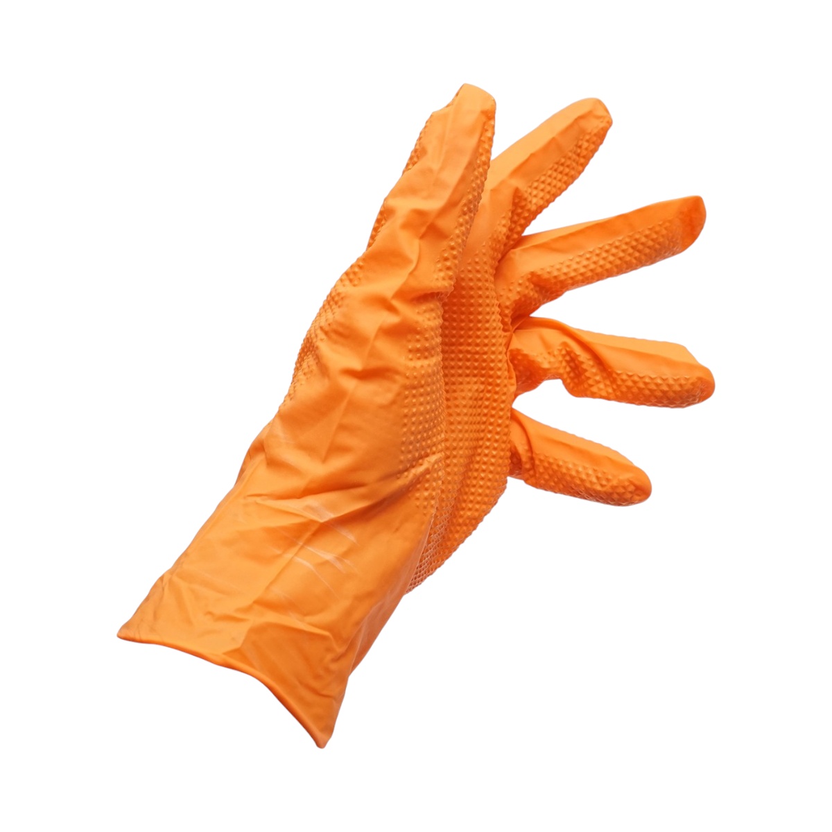 Manusi din nitril portocalii nepudrate cu textura diamond grip, marimea M, 50 buc/cutie, Cod: DISTT82 - 2 | YEO