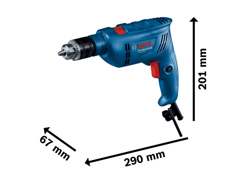 Mașină de găurit cu percuție BOSCH GSB 600 + set de accesorii din 100 de piese în cutie / 600 W - 3 | YEO