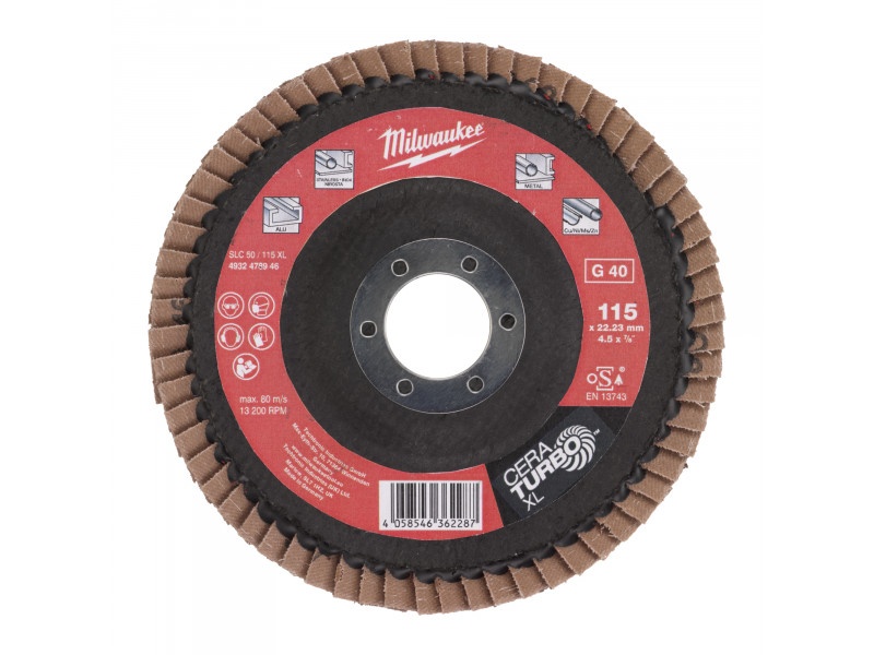 MILWAUKEE Disc cu lamele 115 x 22,2 mm / granulație ceramică P40 - 2 | YEO