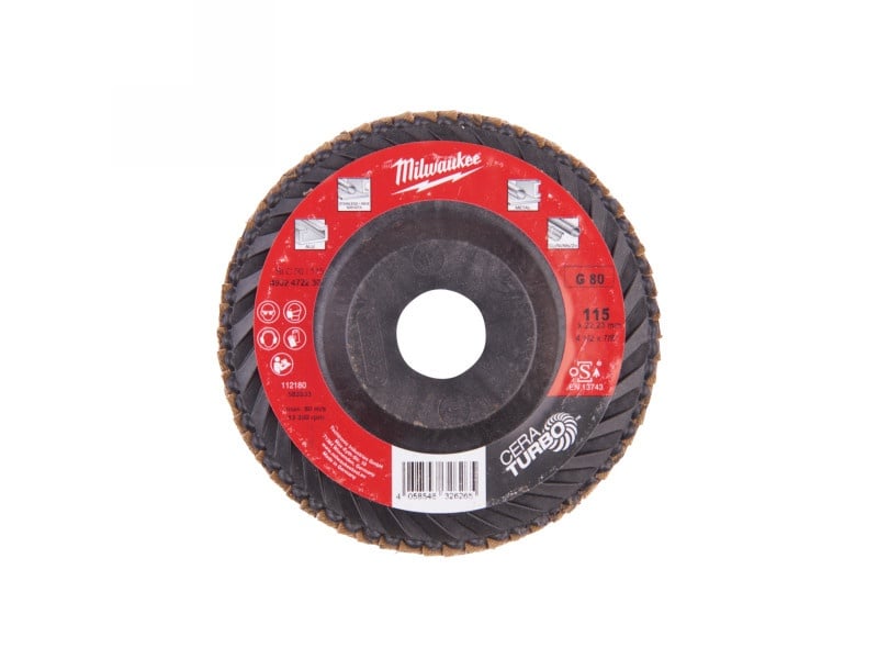 MILWAUKEE Disc cu lamele 115 x 22,2 mm / P80 granulație ceramică SLC50 Cera Turbo