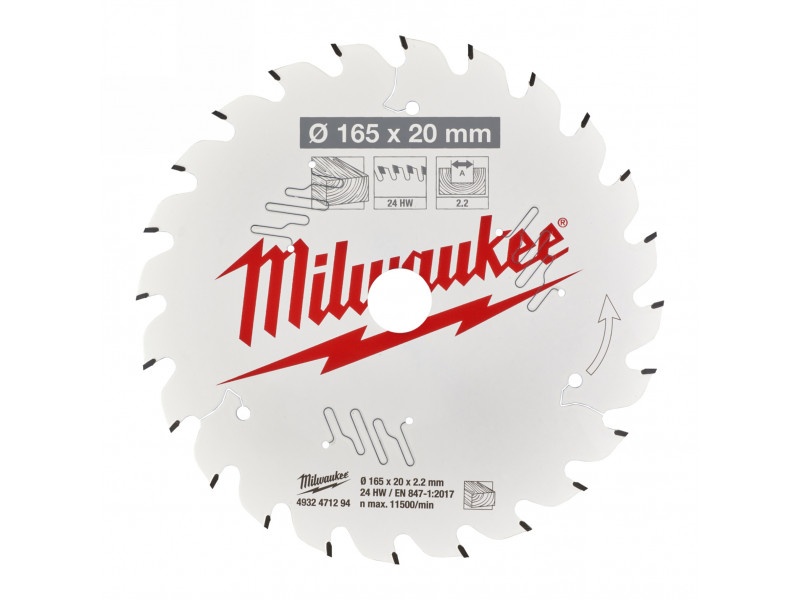 MILWAUKEE Lamă de ferăstrău pentru lemn 165 x 20 x 2,2 mm / 24T ATB - 1 | YEO