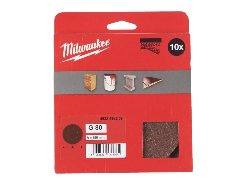 MILWAUKEE Velcro tampon de șlefuit STD 150 mm / P80 6 găuri (10 buc) - 1 | YEO