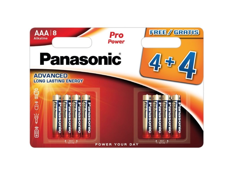 PANASONIC AAA/micro baterii alcaline de 1,5 V cu durată de viață foarte lungă (8 buc)