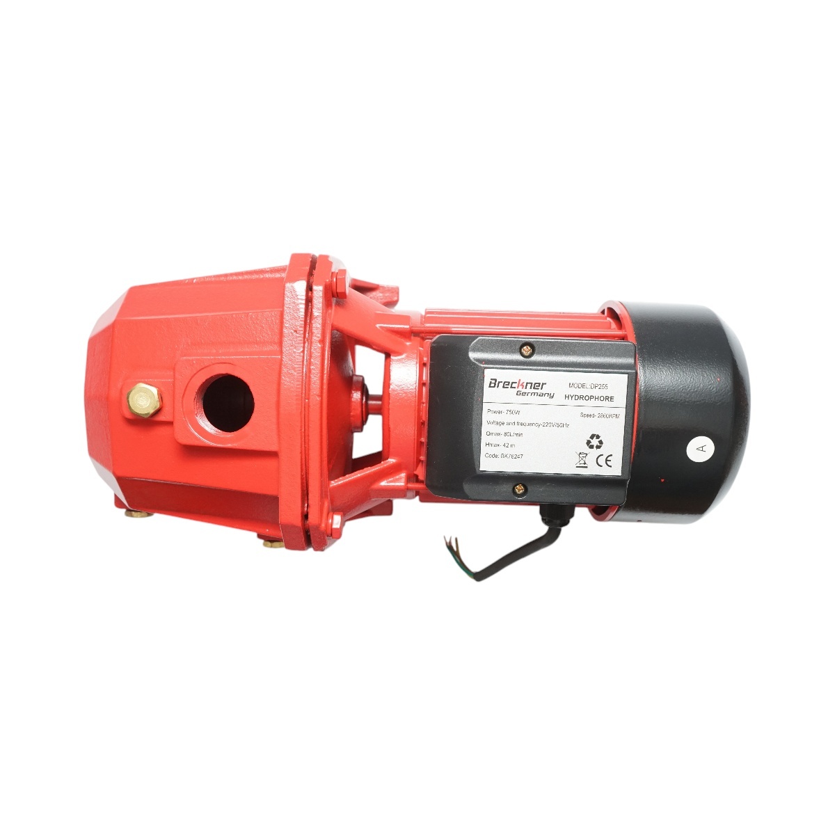 Pompa apa de suprafata autoamorsanta cu ejector 750W, 220V, H42m, debit 80 L/min DP255 , Cod: BK76247 , Breckner Germany - 3 | YEO