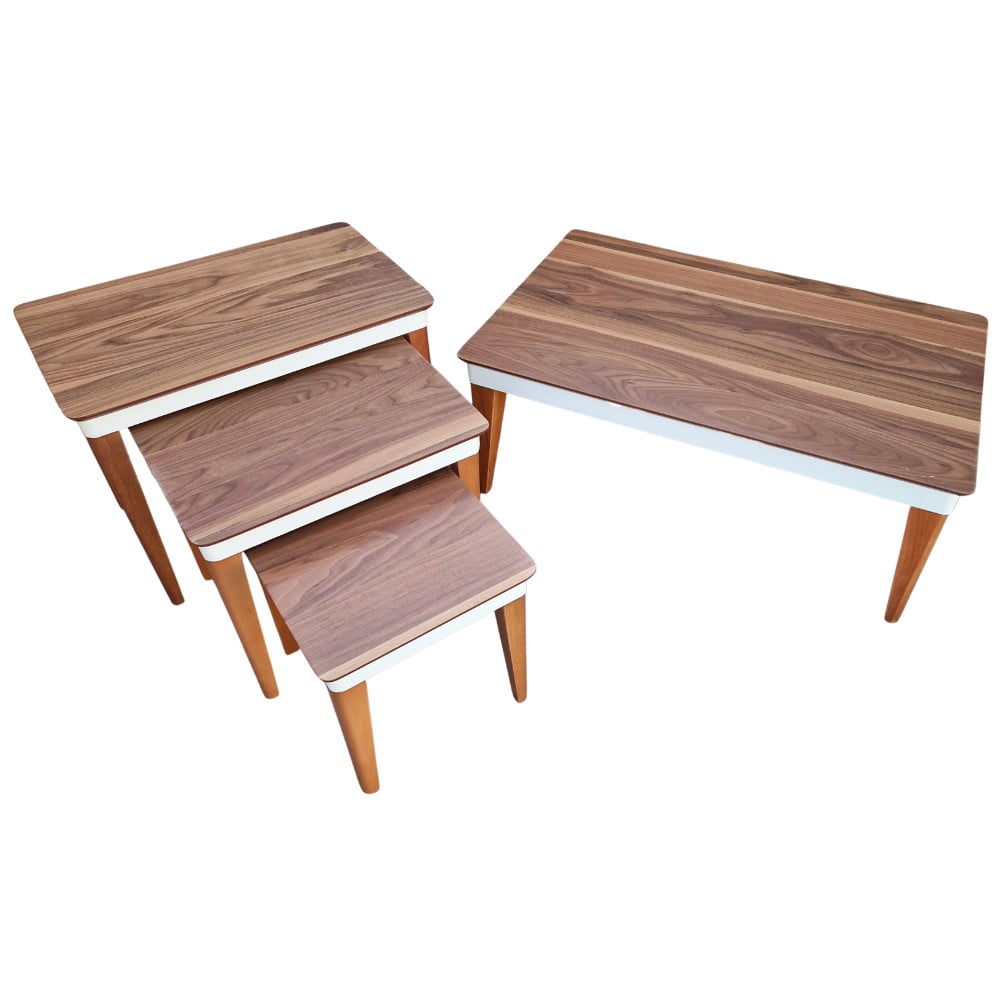 Set 4 masute Naturen, Brown Wood, Glasspandoor - 4 | YEO