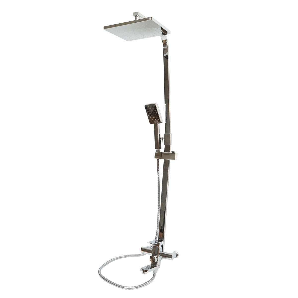 Set dus multifunctional de perete cu dus de mana, pipa cada, dus dreptunghiular, cartus ceramic, crom lucios, Cod: DISSY40