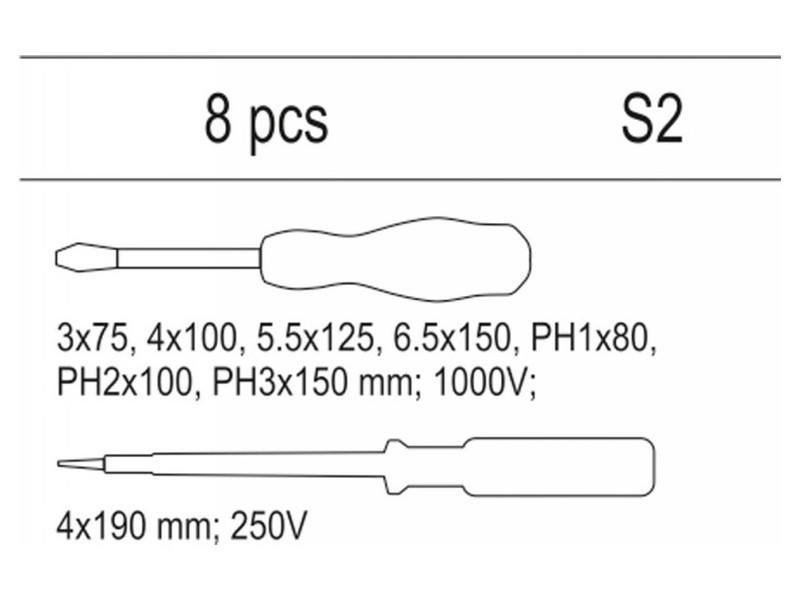 Set șurubelnițe YATO 8 piese izolate până la 1000 V (inserție în sertar)