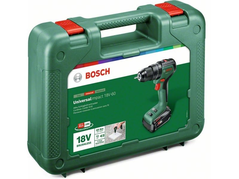 Șurubelniță cu impact fără fir BOSCH UniversalImpact 18V-EC 60 Nm în cutie (1 x acumulator 2.0 Ah + încărcător)