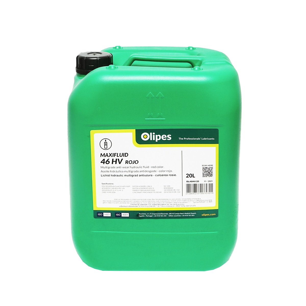 Ulei Olipes hidraulic rosu MAXIFLUID 46 HV 20L , Cod: OL46HV/20, Brand: OLIPES