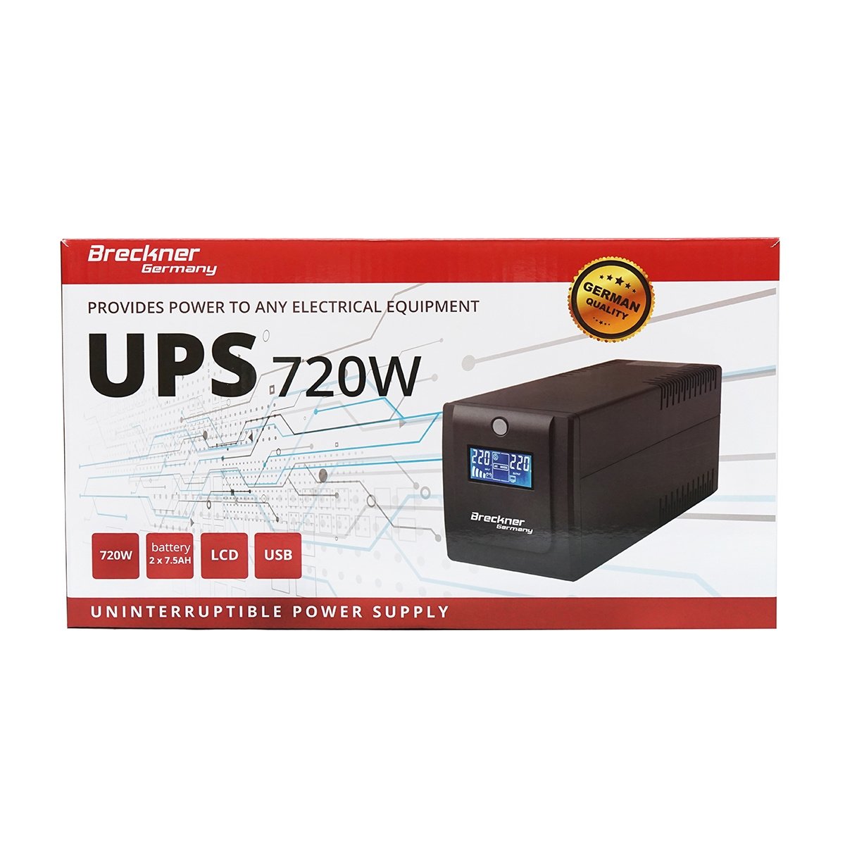 UPS 1000VA/600W cu baterii 2x7.5Ah si 4 prize shuko, LCD, USB, Cod: BK69766, Brand: BRECKNER GERMANY - 2 | YEO