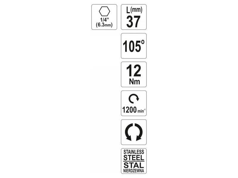 YATO Adaptor pentru șurubelniță de colț 105° 37 mm