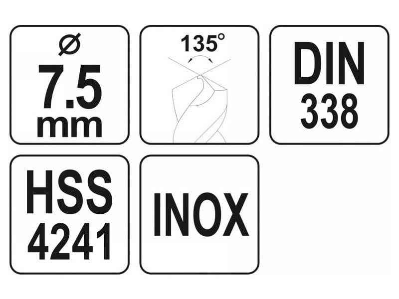 YATO Auger 7,5 x 108/70 mm inox HSS Premium