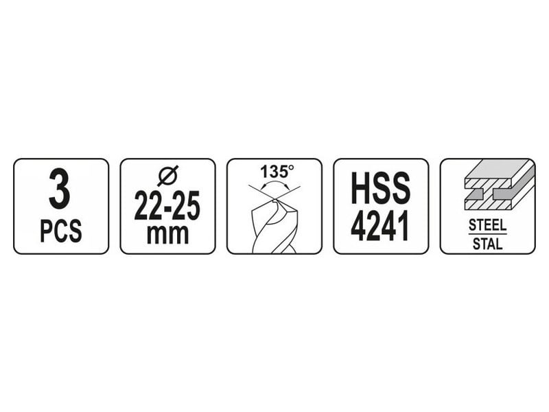 YATO Auger set 3 piese 22-25 mm HSS - 3 | YEO