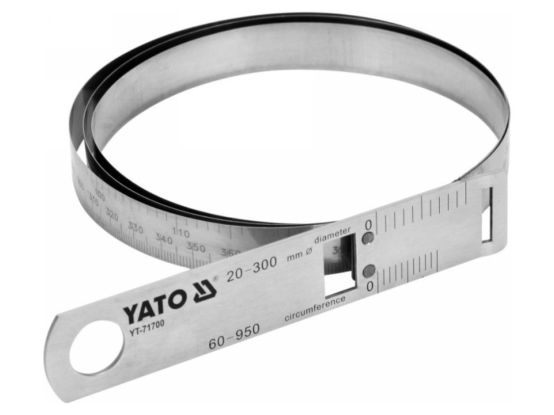 YATO Bandă de măsurare de precizie (+-0,01 mm), diametru 30-300 mm, dimensiune rotundă 60-950 mm inox