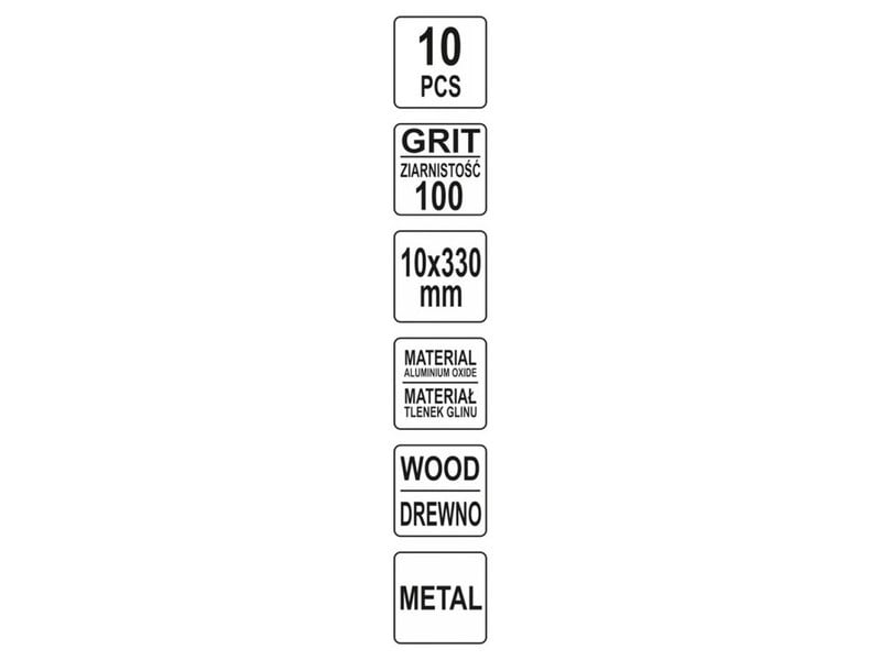 YATO Bandă de șlefuit 330 x 10 mm P100 (10 bucăți)