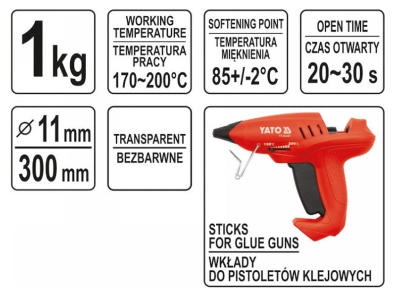 YATO Cartuș de adeziv 11 x 300 mm (1 kg) - 2 | YEO