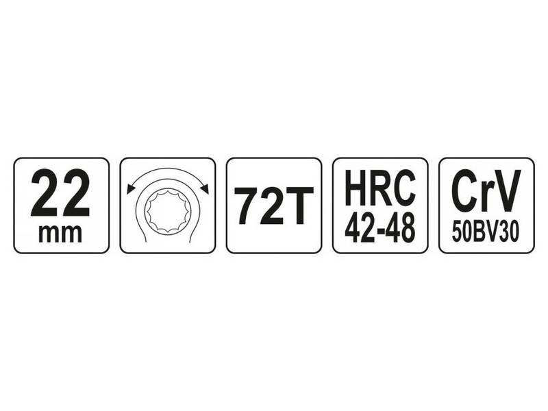 YATO Cheie stea cu clichet 22 mm / 250 mm CrV - 3 | YEO