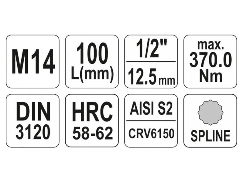 YATO Cheie tubulară cu bit lung Spline 1/2" M14 CrV - 3 | YEO