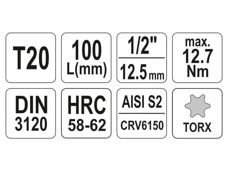 YATO cheie tubulară cu bit lung Torx 1/2" T20 CrV - 3 | YEO
