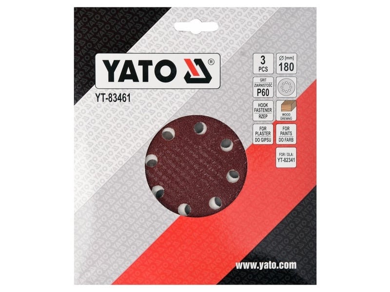 YATO Disc de fixare Velcro 180 mm / P60 (3 buc) - 2 | YEO