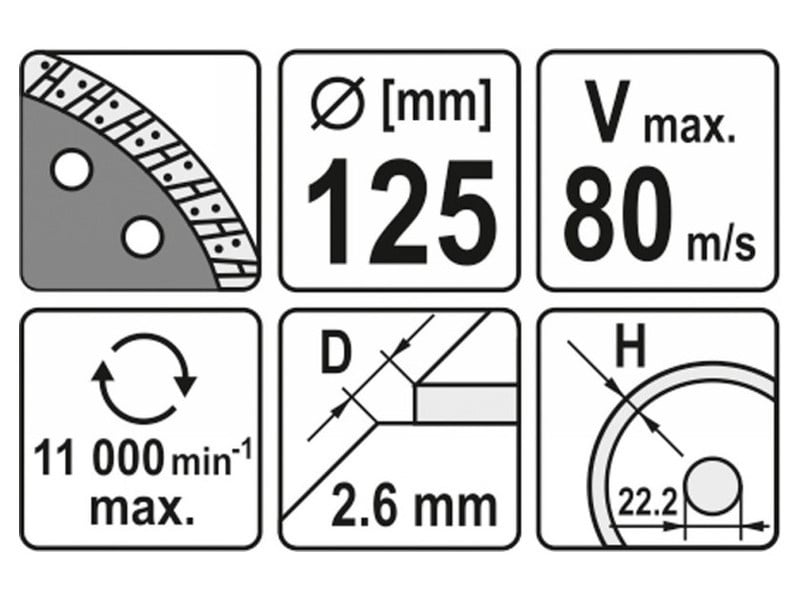 YATO Disc de tăiere diamantat 125 x 2,6 x 8,0 x 22,2 mm turbo - 2 | YEO