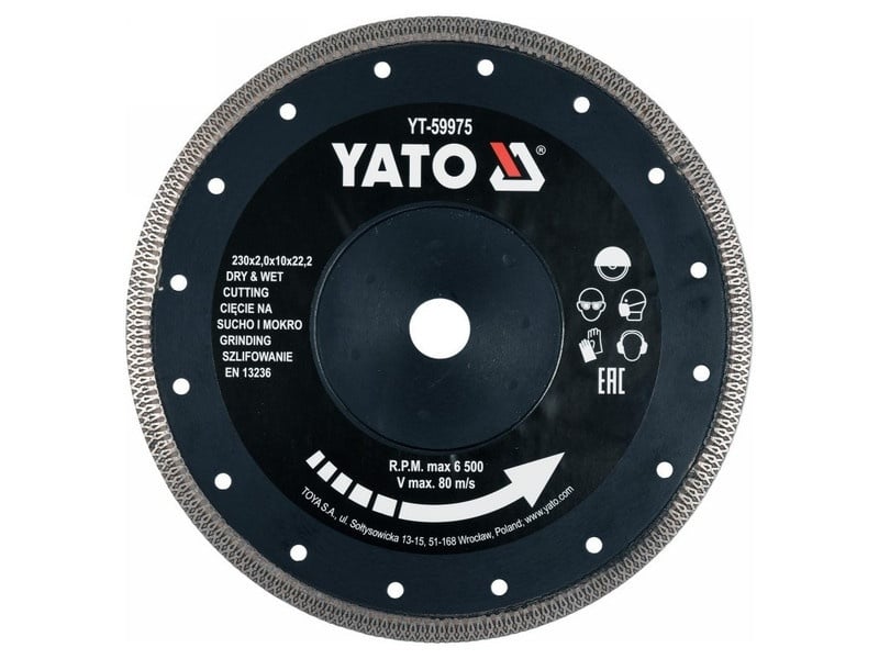 YATO Disc de tăiere diamantat 230 x2,0 x 10 x 22,2 mm continuu