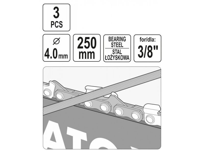 YATO Filă rotundă pentru lanț 4,0 mm (3 buc)