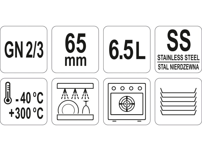 YATO GASTRO Inox inserție 65 mm GN 2/3