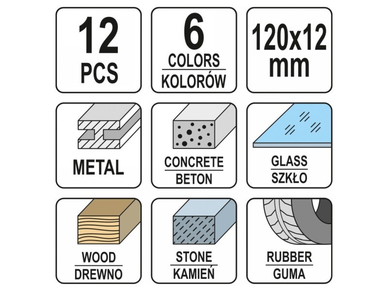 YATO Grease Crayons color (12 bucăți) - 2 | YEO