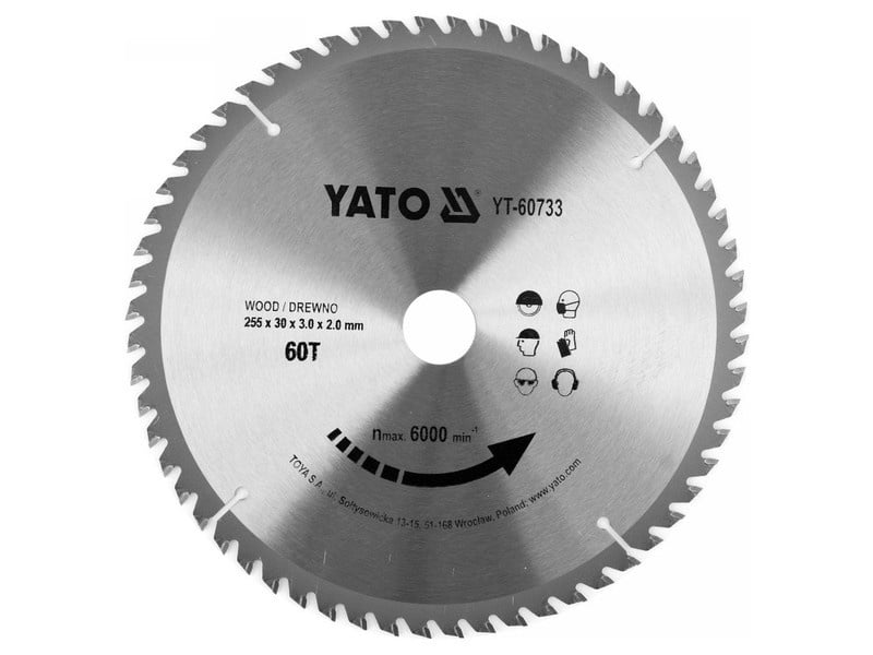 YATO Lamă de ferăstrău pentru lemn 255 x 30 x 2,0 mm / 60T