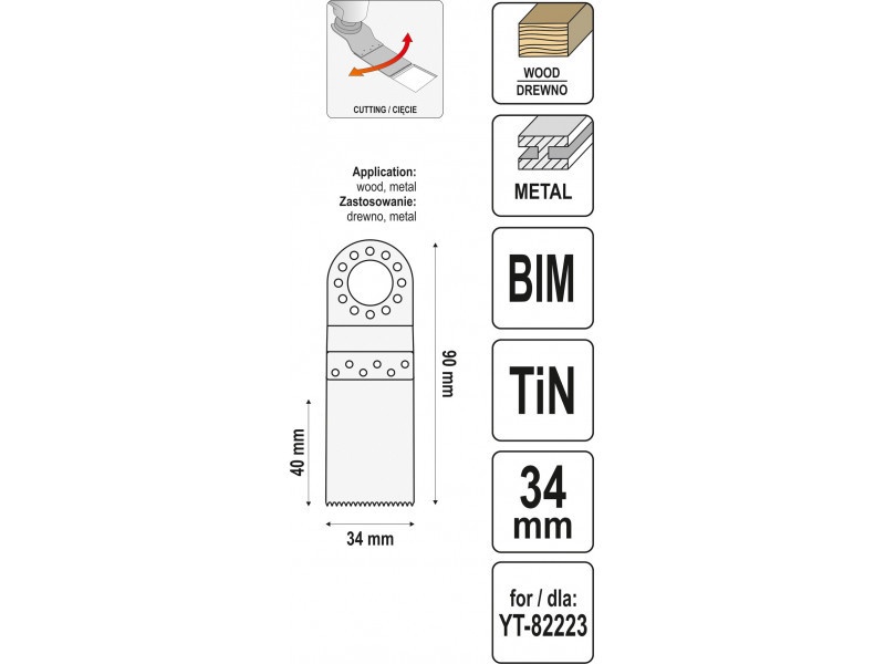 YATO Lamă de ferăstrău pentru mașină multifuncțională 34 mm bimetal-titan-nitrură