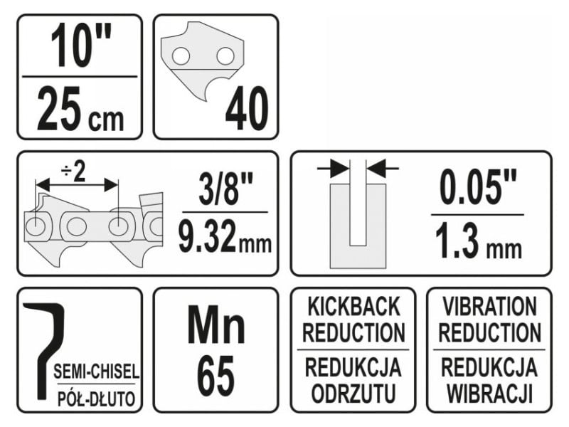 YATO Lanț drujbă 10" 3/8" 1,3 mm 40 sts