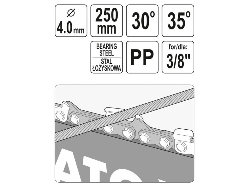 YATO Limă pentru ferăstrău cu lanț 250 x 4,0 mm cu ghidaj