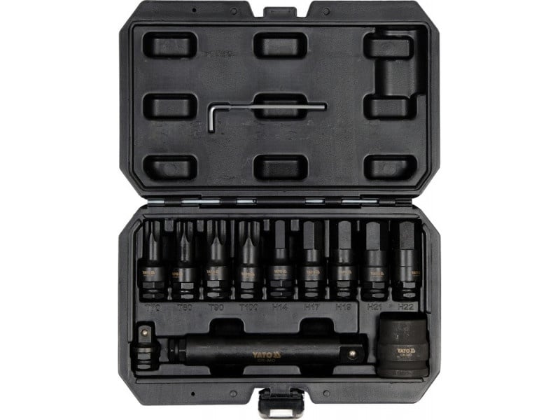 YATO Machine set de chei tubulare cu bit lung 12 piese Torx și Allen 1/2", 3/4" camion CrMo