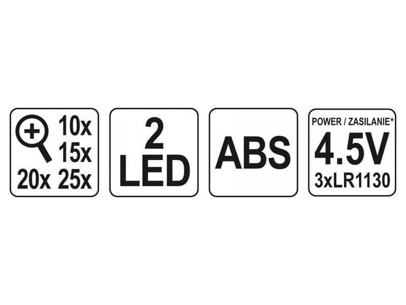 YATO Mărire cu bandă pentru cap cu lumină LED 10 x - 25 x