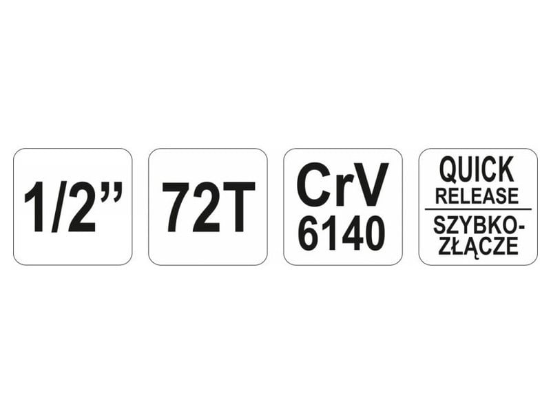 YATO Ratchet 1/2" 255 mm 72T cu tija îndoită CrV