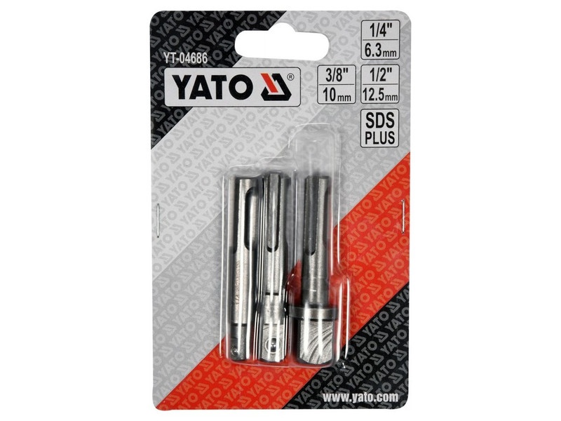 YATO set adaptor mufă 3 piese SDS-Plus -> 1/4", 3/8", 1/2" pătrat - 2 | YEO