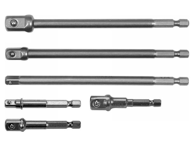 YATO set adaptor pentru mufe 6 piese 1/4" Hex -> 1/4", 3/8", 1/2" pătrat CrV