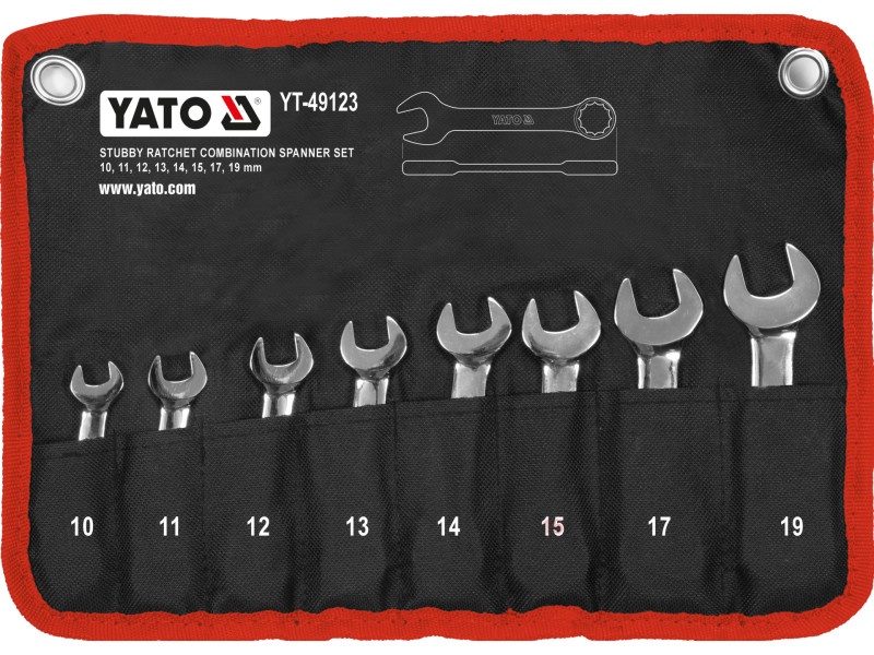 YATO Set cheie stea cu clichet 8 piese scurt 10-19 mm
