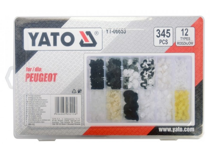 YATO Set patent din plastic 345 piese Peugeot - 1 | YEO