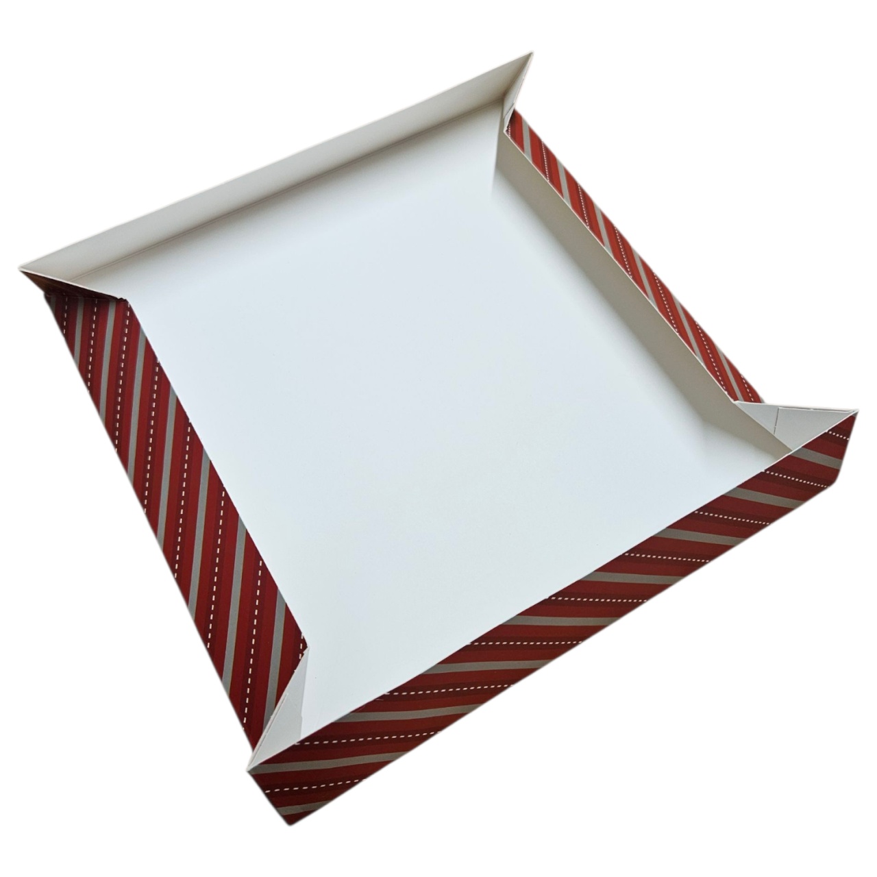 Bax 12× Cutii Cadou Pliabile din Carton – 22.5 × 22 cm, model Merry Christmas - alb/auriu