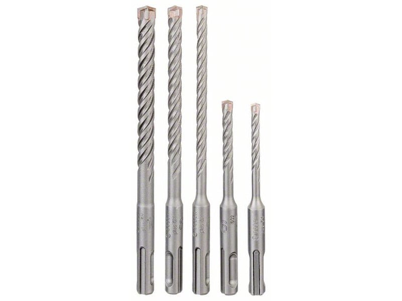 BOSCH 5X Set de burghie pentru piatră 5 piese cu patru tăișuri SDS-Plus (5 / 6 x 110 mm; 6 / 8 / 10 x 160 mm)