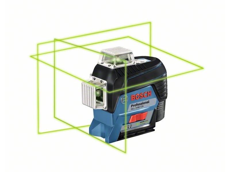 BOSCH Cross-line laser (verde) GLL 3-80 CG în L-Boxx (1 x 2.0 Ah baterie + încărcător rapid)