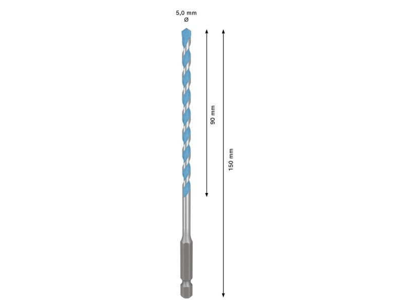 BOSCH EXPERT HEX-9 Burghiu universal 5,0 x 90/150 mm cu prindere burghiu 1/4"