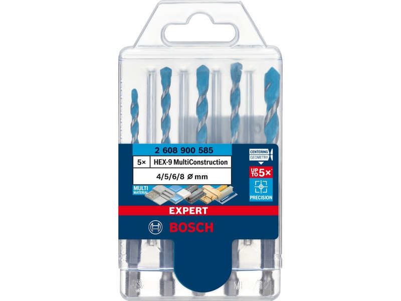 BOSCH EXPERT HEX-9 Set universal de burghie 5 piese (4 / 5 / 6 / 6 / 8 mm) 1/4" prindere burghie - 1 | YEO