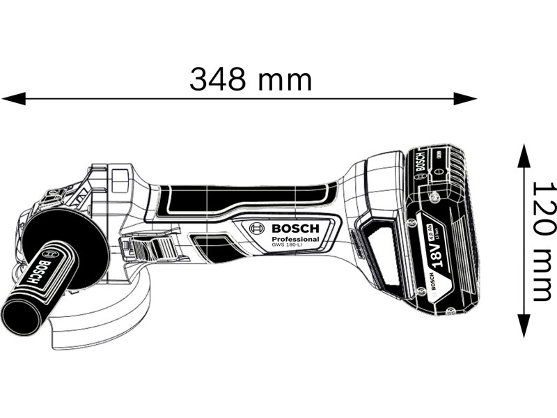 BOSCH polizor unghiular fără fir GWS 180-LI + burghiu cu percuție fără fir GBH 180-LI (2 baterii de 4,0 Ah + încărcător) XL - 3 | YEO