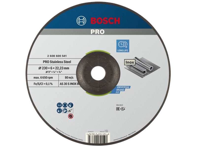 BOSCH PRO Disc de curățare pentru oțel inoxidabil 230 x 6,0 x 22,2 mm AS 30 S INOX BF (oSa)