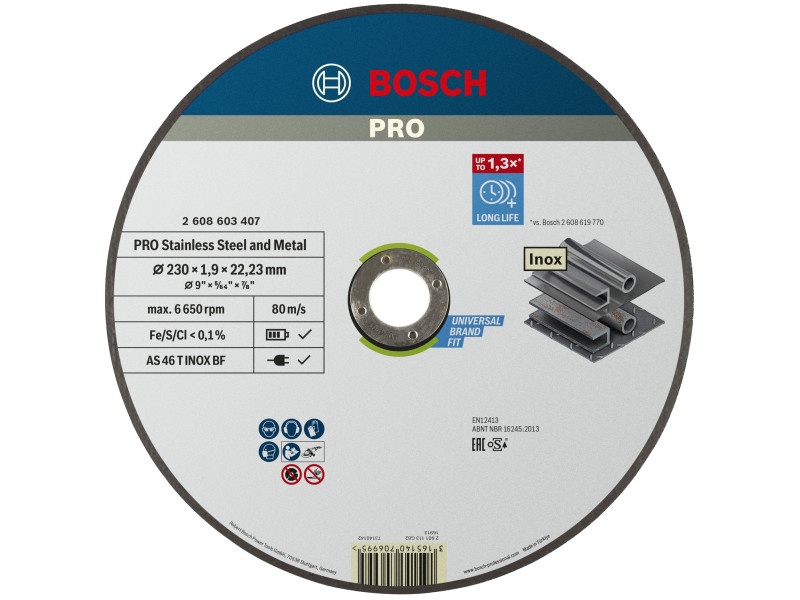 BOSCH PRO Disc de tăiere inox/metal 230 x 1,9 x 22,2 mm AS 46 T INOX BF (oSa)